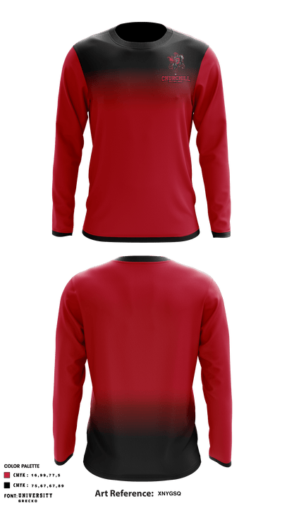 Churchill High School Bowling 78184054 Long Sleeve Performance Shirt - 1