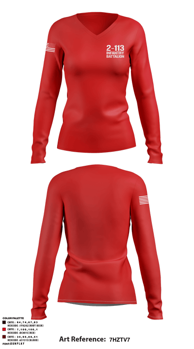2-113 Infantry Battalion 17393879 Women's Long Sleeve V-neck Shirt - 2