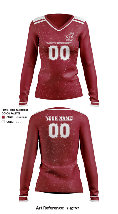 Washington State University Volleyball 5484408 Women's Long Sleeve V-neck Shirt - 1