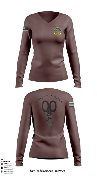 Women's Long Sleeve Vneck Shirt, , National Guard, Teamtime, Team time, sublimation, custom sports apparel, team uniforms, spirit wear, spiritwear, sports uniforms, custom shirts, team store, custom team store, fundraiser sports, apparel fundraiser