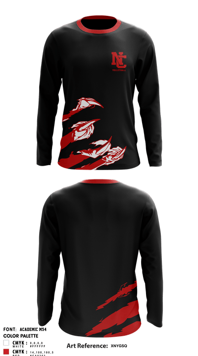 North Central Panthers Volleyball 84585356 Long Sleeve Performance Shirt - 1