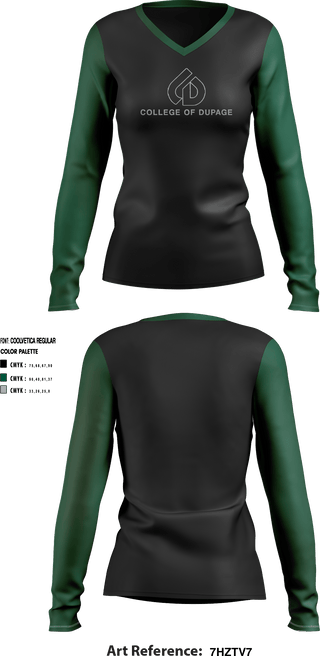 Women's Long Sleeve Vneck Shirt, College of DuPage Alumni, School Spirit Store, Teamtime, Team time, sublimation, custom sports apparel, team uniforms, spirit wear, spiritwear, sports uniforms, custom shirts, team store, custom team store, fundraiser sports, apparel fundraiser