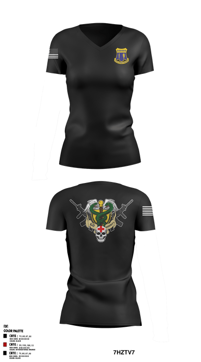 1-109th HHC Medic Platoon 67967720 Women's Short Sleeve V-neck Shirt - 1