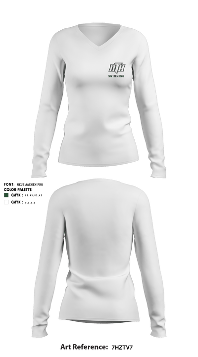 North Hall High School Swimming 67249085 Women's Long Sleeve V-neck Shirt - 2