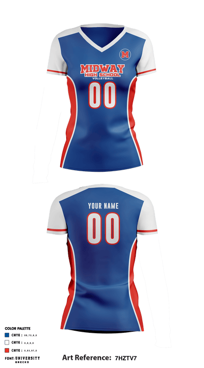 Midway High School Volleyball 88338972 Women's Short Sleeve V-neck Shirt - 2