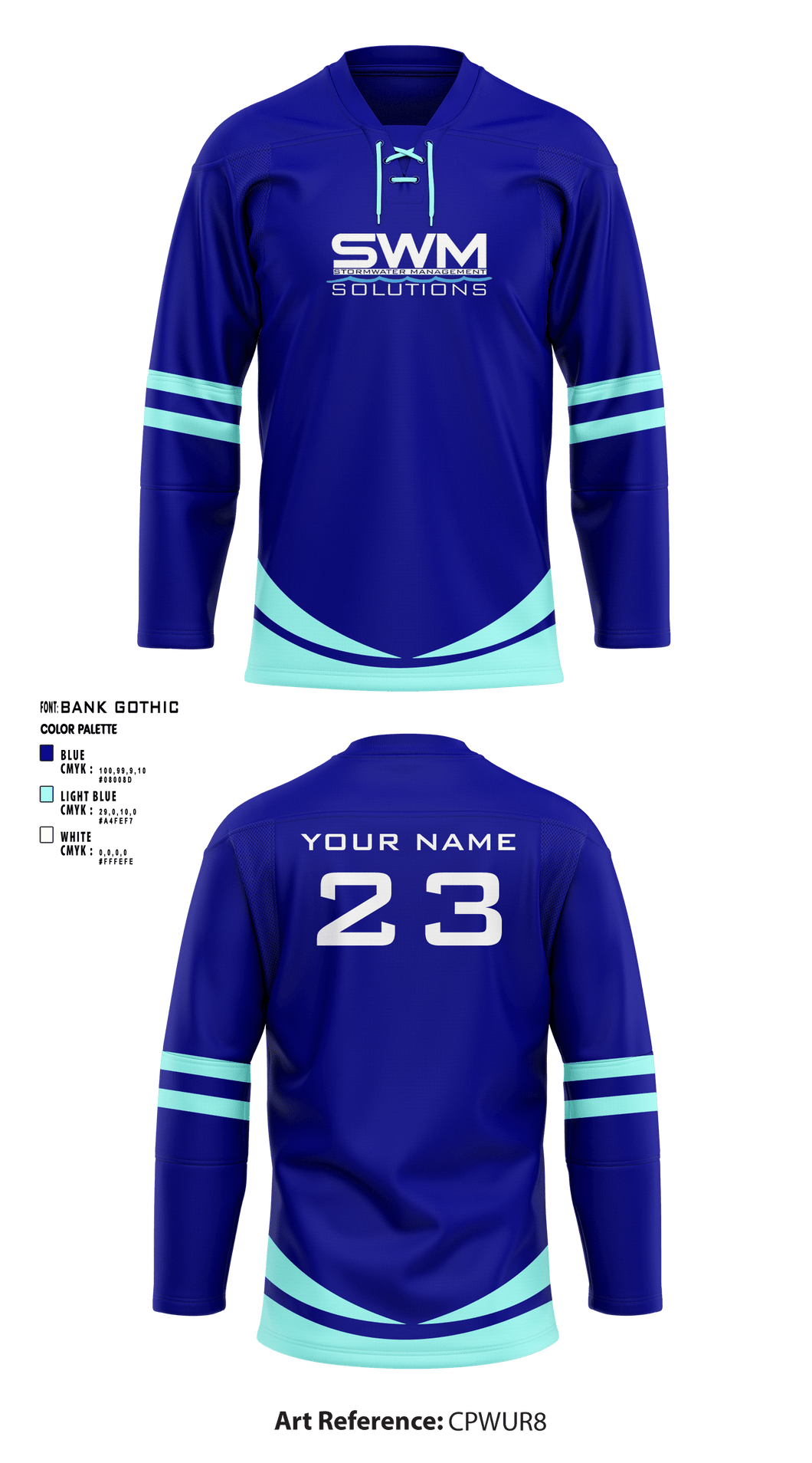 Custom Purple White-Light Blue Hockey Jersey