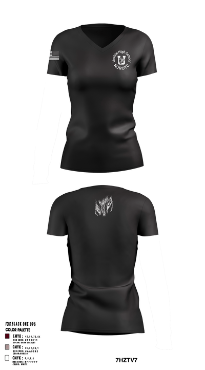 Uvalde High School NJROTC 7573080 Women's Short Sleeve V-neck Shirt - 3