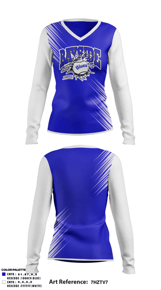 Women's Long Sleeve Vneck Shirt, Bayside Blues Softball, Softball, Teamtime, Team time, sublimation, custom sports apparel, team uniforms, spirit wear, spiritwear, sports uniforms, custom shirts, team store, custom team store, fundraiser sports, apparel fundraiser