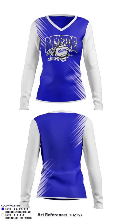 Bayside Blues Softball 38669192 Women's Long Sleeve V-neck Shirt - 1