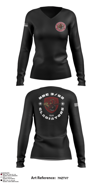HHC 3-82 GSAB 55821489 Women's Long Sleeve V-neck Shirt - 3