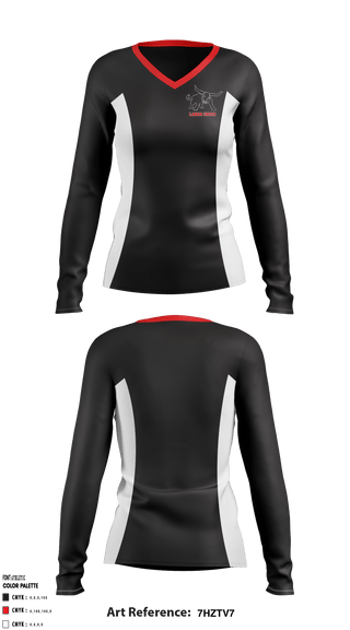 Women's Long Sleeve Vneck Shirt, Lamar Middle School Cheer, School Spirit Store, Teamtime, Team time, sublimation, custom sports apparel, team uniforms, spirit wear, spiritwear, sports uniforms, custom shirts, team store, custom team store, fundraiser sports, apparel fundraiser