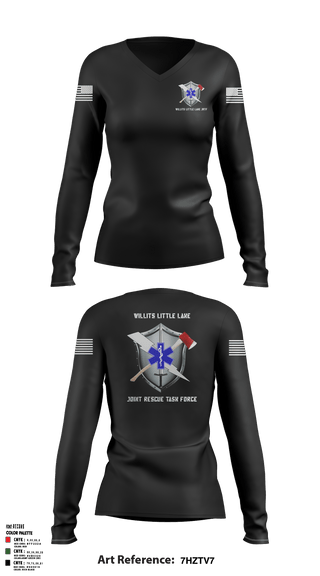 Women's Long Sleeve Vneck Shirt, Willits Little Lake JRTF, Police, Teamtime, Team time, sublimation, custom sports apparel, team uniforms, spirit wear, spiritwear, sports uniforms, custom shirts, team store, custom team store, fundraiser sports, apparel fundraiser