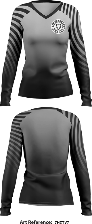 Women's Long Sleeve Vneck Shirt, Chaparral Soccer, Men's Soccer, Teamtime, Team time, sublimation, custom sports apparel, team uniforms, spirit wear, spiritwear, sports uniforms, custom shirts, team store, custom team store, fundraiser sports, apparel fundraiser