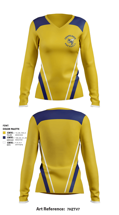 Chapelgate Christian Academy Softball 85394935 Women's Long Sleeve V-neck Shirt - 1