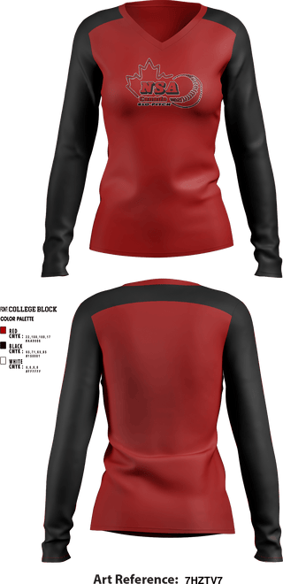 Women's Long Sleeve Vneck Shirt, Canada Slo-Pitch Leagues, Baseball, Teamtime, Team time, sublimation, custom sports apparel, team uniforms, spirit wear, spiritwear, sports uniforms, custom shirts, team store, custom team store, fundraiser sports, apparel fundraiser