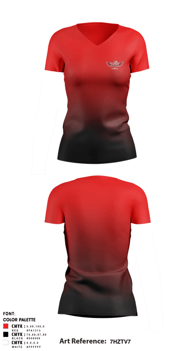 Renton Redhawks 34124165 Women's Short Sleeve V-neck Shirt - 3