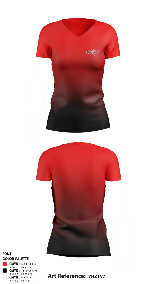 Women's Short Sleeve Vneck Shirt, Renton Redhawks, Tennis, Teamtime, Team time, sublimation, custom sports apparel, team uniforms, spirit wear, spiritwear, sports uniforms, custom shirts, team store, custom team store, fundraiser sports, apparel fundraiser