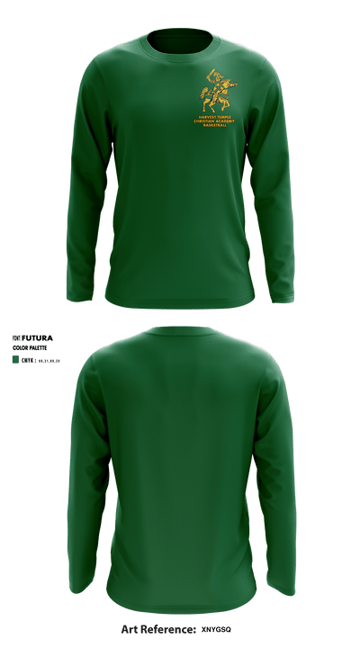 Harvest Temple Christian Academy Junior High School Basketball 97137941 Long Sleeve Shooting Shirt - 1