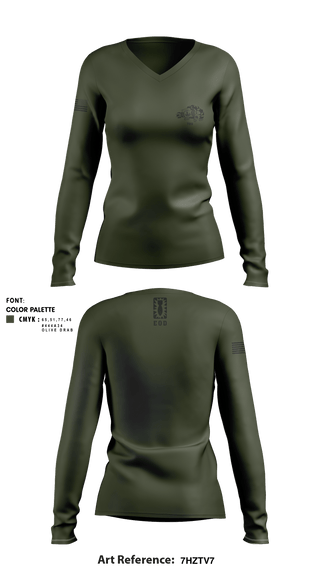 Women's Long Sleeve Vneck Shirt, , Army, Teamtime, Team time, sublimation, custom sports apparel, team uniforms, spirit wear, spiritwear, sports uniforms, custom shirts, team store, custom team store, fundraiser sports, apparel fundraiser