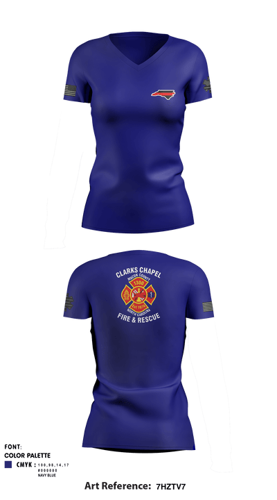 Clarks Chapel Fire & Rescue 66405091 Women's Short Sleeve V-neck Shirt - 4