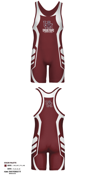 Union Mine High School Wrestling 75613131 Wrestling Singlet - 1