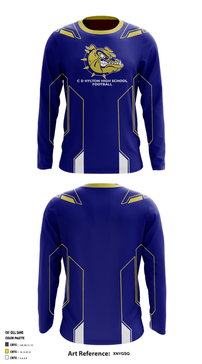 C D Hylton High School Football 65494707 Long Sleeve Performance Shirt - 1