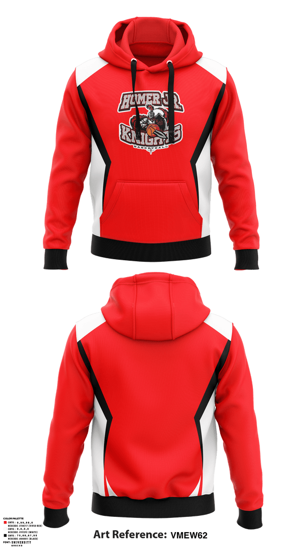 Hoodie, Homer Jr. Knights, Men's Basketball, Teamtime, Team time, sublimation, custom sports apparel, team uniforms, spirit wear, spiritwear, sports uniforms, custom shirts, team store, custom team store, fundraiser sports, apparel fundraiser