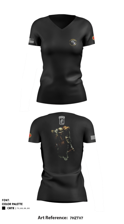 1-143rd (A) Inf 52454748 Women's Short Sleeve V-neck Shirt - 1