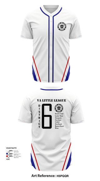 Full Button Baseball Jersey, Virginia District 6 Little League, Baseball, Teamtime, Team time, sublimation, custom sports apparel, team uniforms, spirit wear, spiritwear, sports uniforms, custom shirts, team store, custom team store, fundraiser sports, apparel fundraiser