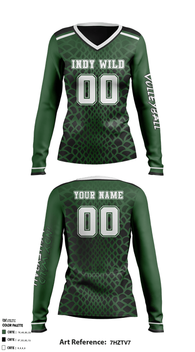 Indy Wild Volleyball 47140100 Women's Long Sleeve V-neck Shirt - 2