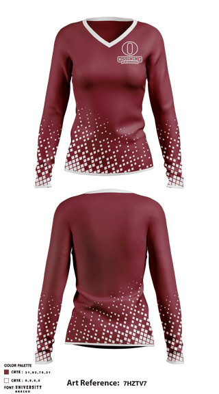 Women's Long Sleeve Vneck Shirt, Ossining Senior High School Swimming, School Spirit Store, Teamtime, Team time, sublimation, custom sports apparel, team uniforms, spirit wear, spiritwear, sports uniforms, custom shirts, team store, custom team store, fundraiser sports, apparel fundraiser