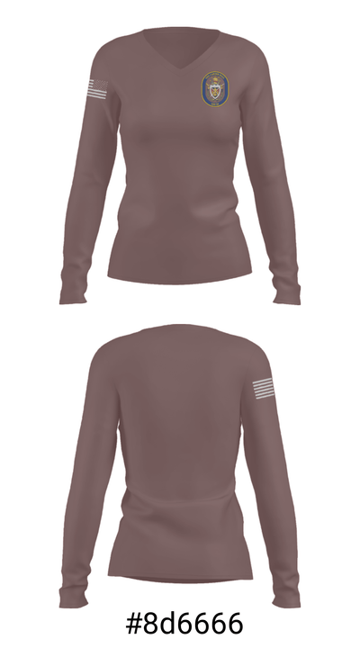 USS CÁRTER HALL 91136277 Women's Long Sleeve V-neck Shirt - 34