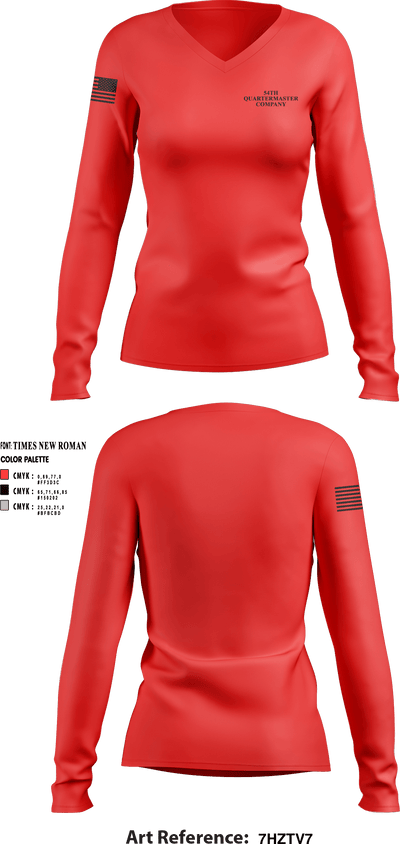 54th Quartermaster Company 58490528 Women's Long Sleeve V-neck Shirt - 1
