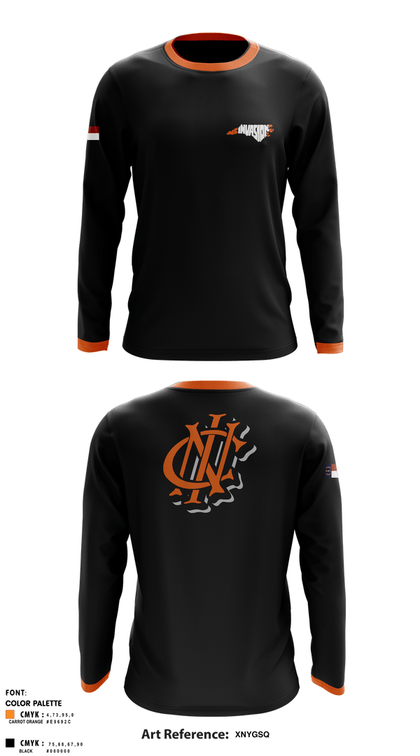 Long Sleeve Performance Shirt, NC INVASION, Men's Basketball, Teamtime, Team time, sublimation, custom sports apparel, team uniforms, spirit wear, spiritwear, sports uniforms, custom shirts, team store, custom team store, fundraiser sports, apparel fundraiser