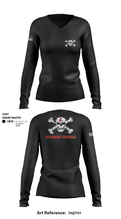 Eastbrook Football 7240333 Women's Long Sleeve V-neck Shirt - 1
