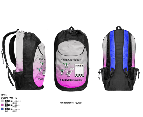 Gear Bag, Team Scuttlebutt, Cross Country, Teamtime, Team time, sublimation, custom sports apparel, team uniforms, spirit wear, spiritwear, sports uniforms, custom shirts, team store, custom team store, fundraiser sports, apparel fundraiser