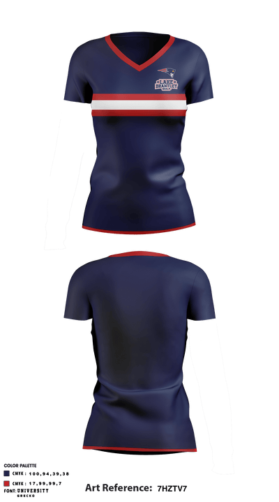 Lake Brantley High School Golf 83071924 Women's Short Sleeve V-neck Shirt - 2