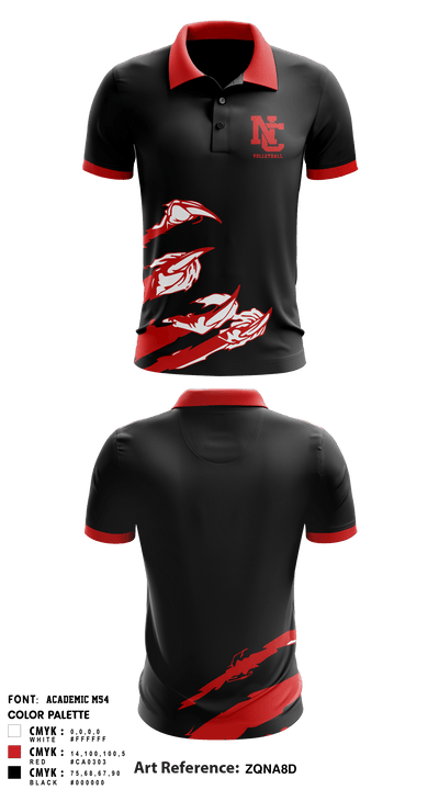 North Central Panthers Volleyball 84585356 Short Sleeve Performance Polo - 1