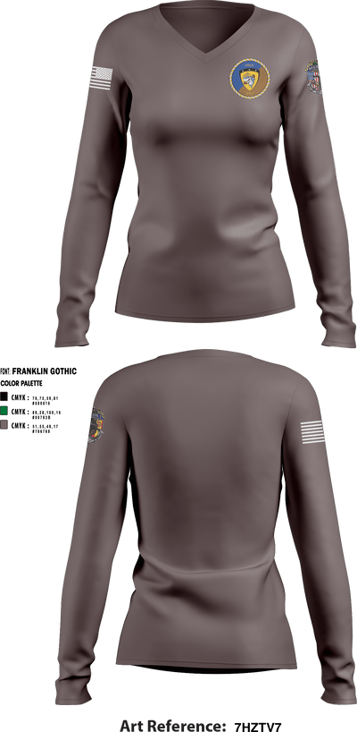 MSRON-1 EST 67638754 Women's Long Sleeve V-neck Shirt - 3