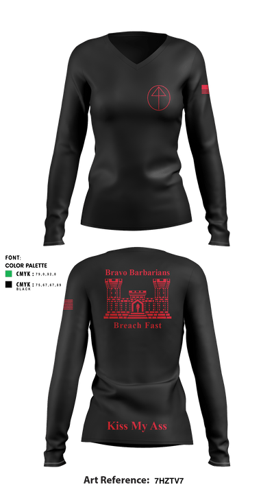 B 104th 82799853 Women's Long Sleeve V-neck Shirt - 2