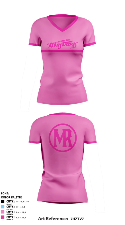Mountain Range High School 39679914 Women's Short Sleeve V-neck Performance Shirt - 2