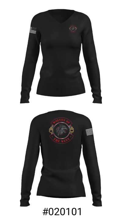 Wolves of the west 83450229 Women's Long Sleeve V-neck Shirt - 37