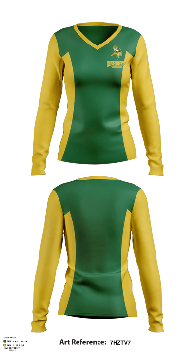 Langley High School Cheer 53056904 Women's Long Sleeve V-neck Shirt - 1