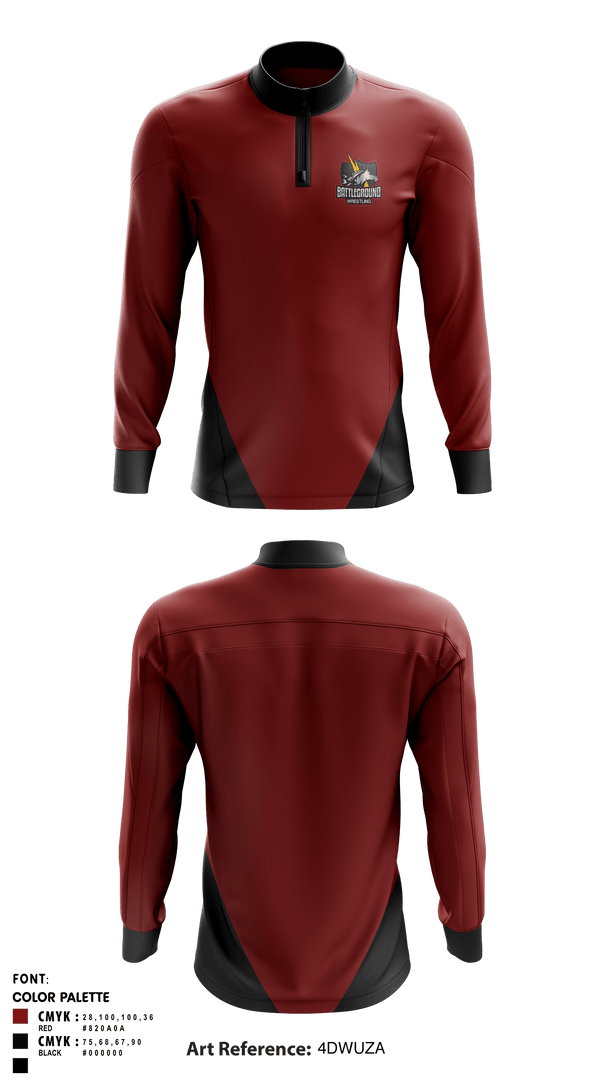 Quarter Zip Jacket, BATTLEGROUND WRESTLING, Wrestling, Teamtime, Team time, sublimation, custom sports apparel, team uniforms, spirit wear, spiritwear, sports uniforms, custom shirts, team store, custom team store, fundraiser sports, apparel fundraiser