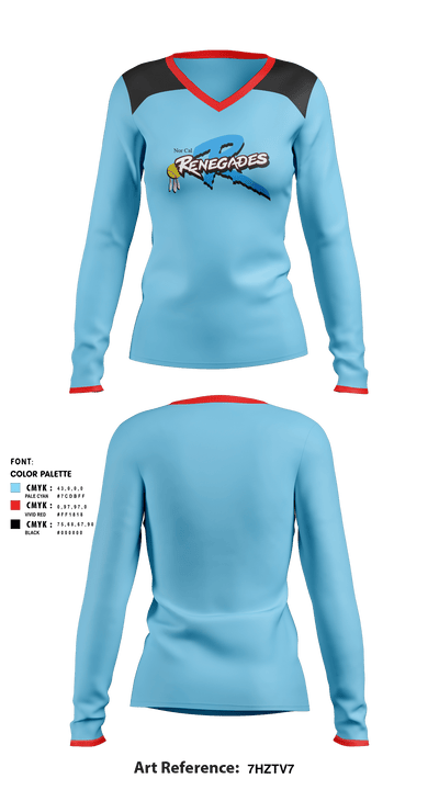Nor Cal Renegades 45822212 Women's Long Sleeve V-neck Shirt - 1
