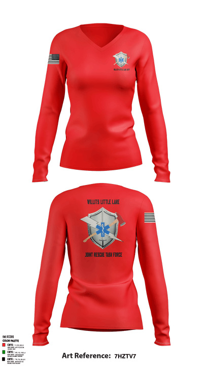 Willits Little Lake Joint Rescue Task Force 48326276 Women's Long Sleeve V-neck Shirt - 1