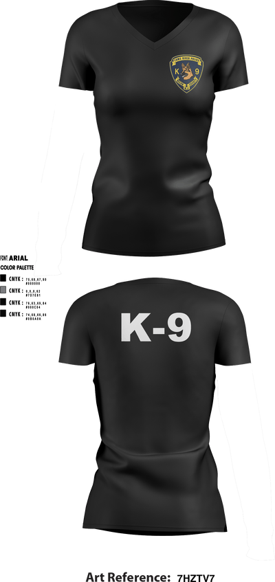 K9 1129861 Women's Short Sleeve V-neck Shirt - 5