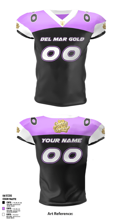 Football Jersey, Del Mar Gold, Football, Teamtime, Team time, sublimation, custom sports apparel, team uniforms, spirit wear, spiritwear, sports uniforms, custom shirts, team store, custom team store, fundraiser sports, apparel fundraiser