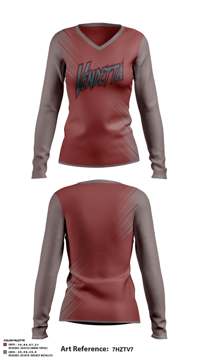 Vendetta Brimhall 17665496 Women's Long Sleeve V-neck Shirt - 1