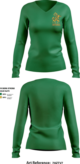 Women's Long Sleeve Vneck Shirt, Harvest Baptist Temple Crusaders, Spirit Store, Teamtime, Team time, sublimation, custom sports apparel, team uniforms, spirit wear, spiritwear, sports uniforms, custom shirts, team store, custom team store, fundraiser sports, apparel fundraiser